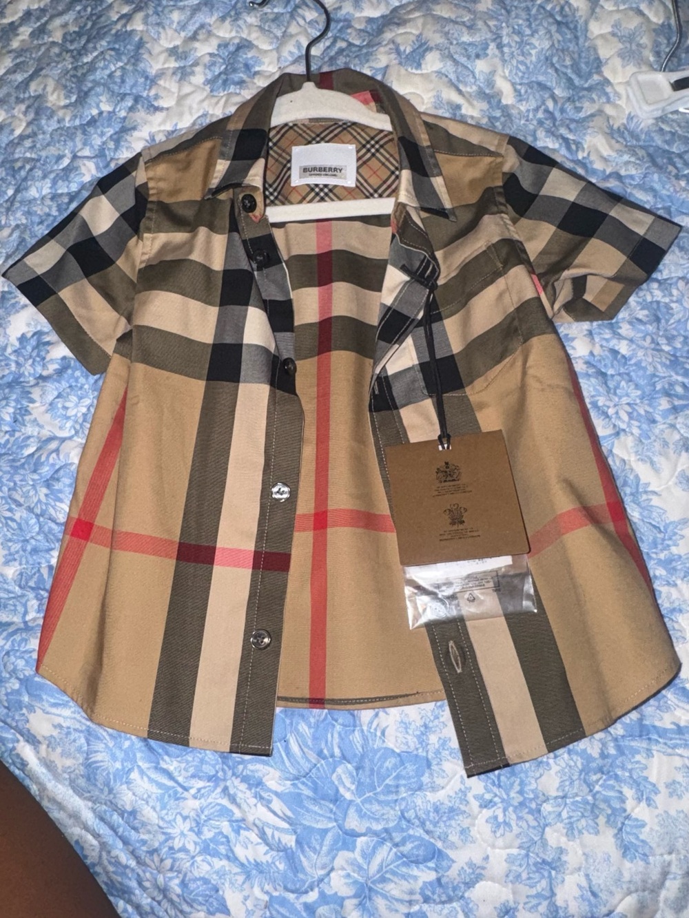 Burberry Beige, Black & Red Classic Check Short Sleeve Shirt